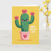 Gelukkige Moederdag Cactus Kaart (Gele Bloem)
