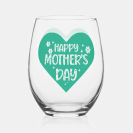 Gelukkige Moederdag cadeau wijnglas, stamloze Stem Wijnglas Zonder Voet