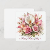 Gelukkige Moederdag Calla Lelies en Rozen Feestdagenkaart (Voorkant / Achterkant)