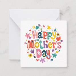 Gelukkige Moederdag Cool Bloemrijk Kleurrijke Typo Notitiekaartje