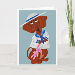Gelukkige Moederdag! Dachshund in Zeemanspakje Kaart