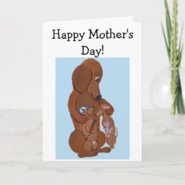 Gelukkige Moederdag! Dachshund Moeder en Pups Kaart