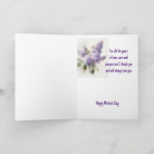 Gelukkige Moederdag Dank & Liefde u Lila Kaart (Binnen)