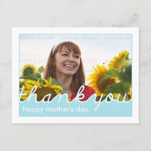 Gelukkige Moederdag Dank u, Mam Blauw Wit Foto Briefkaart