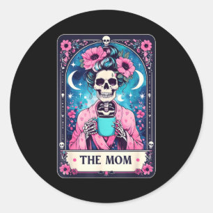 Gelukkige moederdag de moeder tarotkaart skelet ma ronde sticker