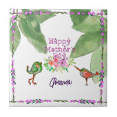 Gelukkige Moederdag Decoratieve Vogels Tegeltje (Voorkant)