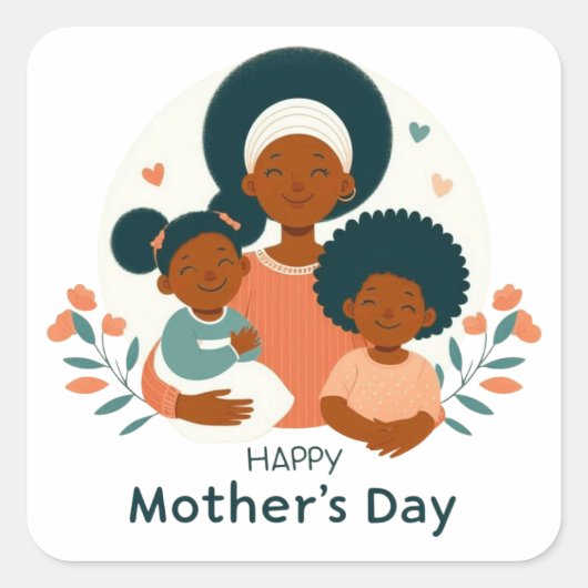 Gelukkige Moederdag - Een liefdevolle omhelzing va Vierkante Sticker (Voorkant)