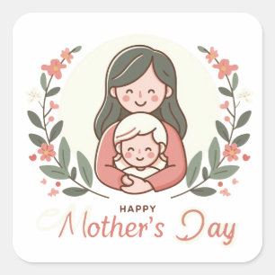 Gelukkige Moederdag - Een Moeders Omhelzing Bloeme Vierkante Sticker