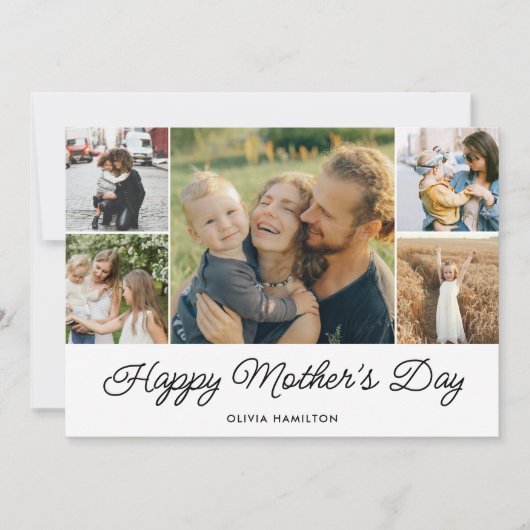 Gelukkige Moederdag Eenvoudige Elegante Foto Feestdagenkaart (Voorkant)