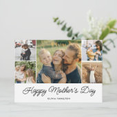 Gelukkige Moederdag Eenvoudige Elegante Foto Feestdagenkaart (Staand voorkant)