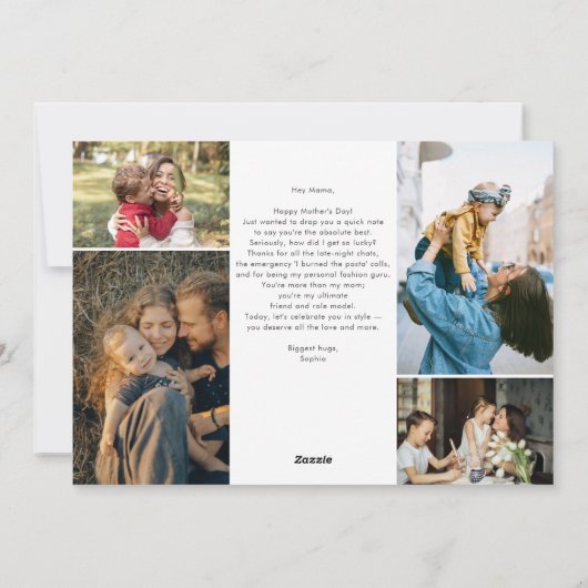 Gelukkige Moederdag Eenvoudige Elegante Foto Feestdagenkaart (Achterkant)