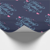 Gelukkige moederdag Elegant Typografie Blauw en Ro Cadeaupapier (Hoek)
