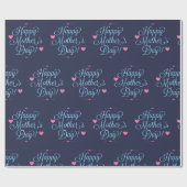 Gelukkige moederdag Elegant Typografie Blauw en Ro Cadeaupapier (Vlak)