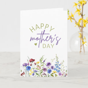Gelukkige Moederdag Elegante Aquarel Wilde Bloemen Kaart
