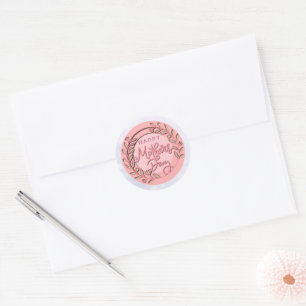 Gelukkige Moederdag Elegante Moderne Roze Bloemen Ronde Sticker