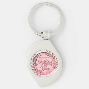 Gelukkige Moederdag Elegante Moderne Roze Bloemen Sleutelhanger
