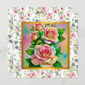 Gelukkige Moederdag Elegante Waterverf Roos Kaart (Voorkant / Achterkant)