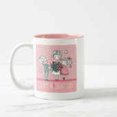 Gelukkige Moederdag en kinderen Tweekleurige Koffiemok (Links)