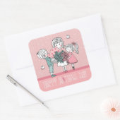 Gelukkige Moederdag en kinderen Vierkante Sticker (Envelop)