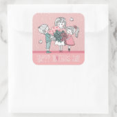 Gelukkige Moederdag en kinderen Vierkante Sticker (Tas)