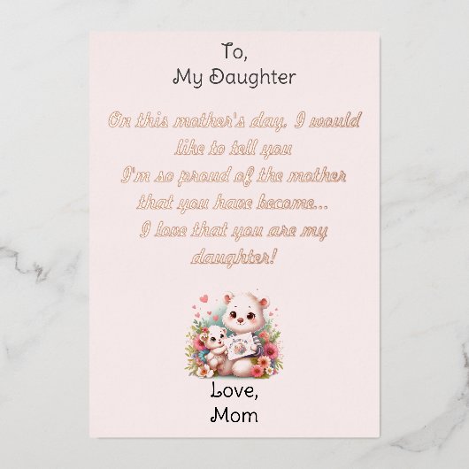 Gelukkige Moederdag Folie Feestdagenkaart (Voorkant)