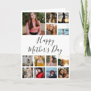 Gelukkige Moederdag Fotocollage Zwart en Wit Kaart
