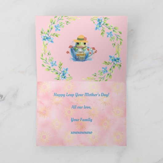 Gelukkige Moederdag Frog en Pet in een theekopje Kaart (Binnen)