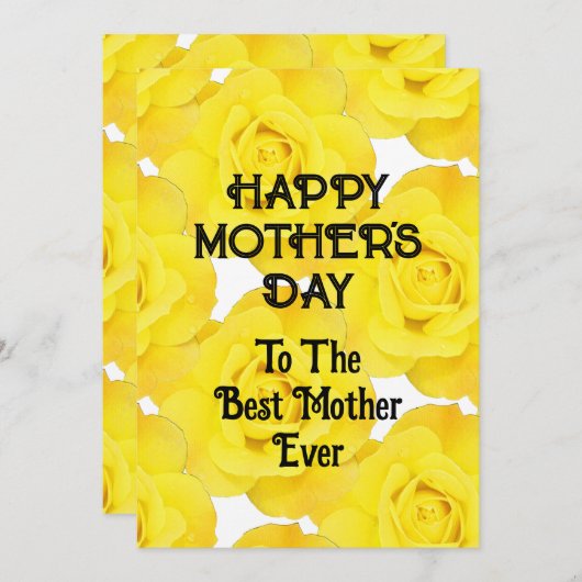 Gelukkige Moederdag Gele Bloemen Aangepaste Tekst Feestdagenkaart (Voorkant / Achterkant)