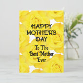 Gelukkige Moederdag Gele Bloemen Aangepaste Tekst Feestdagenkaart (Staand voorkant)