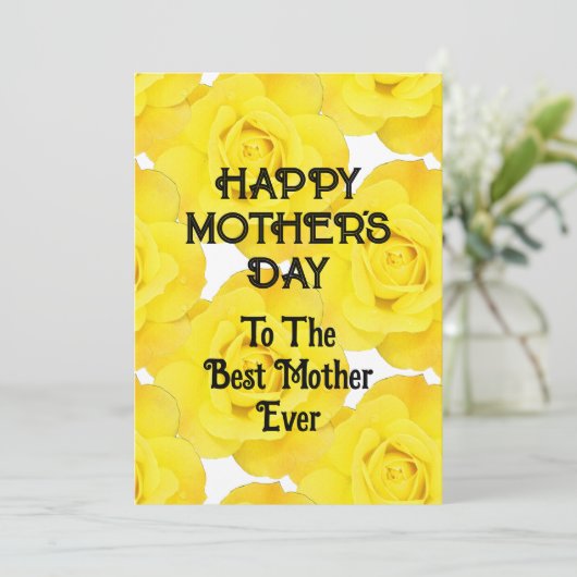 Gelukkige Moederdag Gele Bloemen Aangepaste Tekst Feestdagenkaart (Staand voorkant)