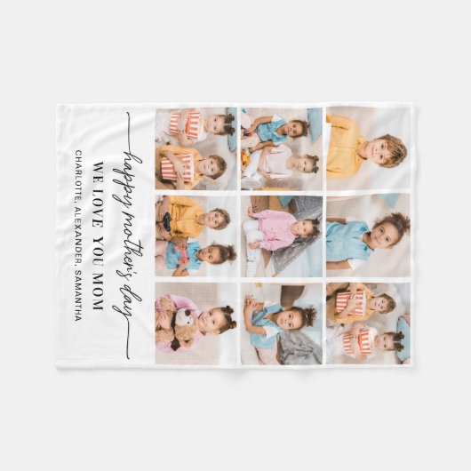 Gelukkige Moederdag Gepersonaliseerde Mama 9 Fotoc Fleece Deken (Voorkant (Horizontaal))
