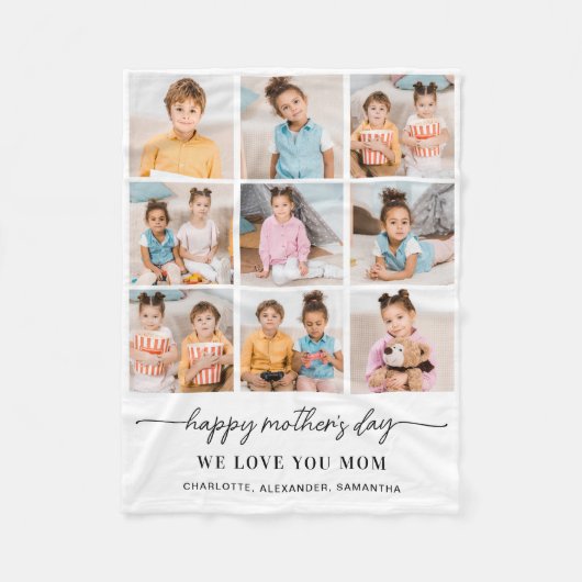 Gelukkige Moederdag Gepersonaliseerde Mama 9 Fotoc Fleece Deken (Voorkant)