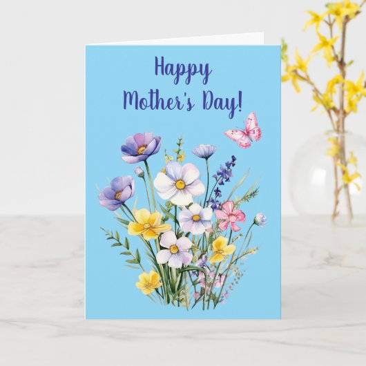 Gelukkige Moederdag gevouwen Kaart (Gele Bloem)