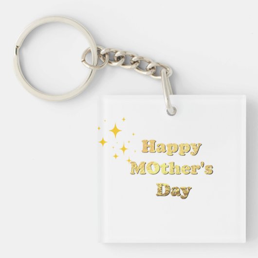 Gelukkige Moederdag. Goud eenvoudige script kallig Sleutelhanger (voorkant)