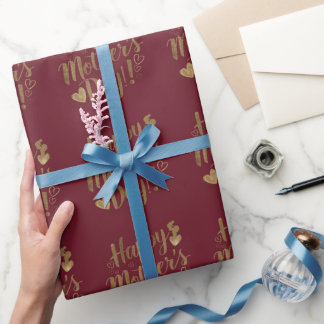 Gelukkige Moederdag Gouden Script Hart Cadeaupapier