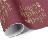 Gelukkige Moederdag Gouden Script Hart Cadeaupapier (Rol Hoek)