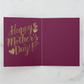 Gelukkige Moederdag Gouden Script Hart Kaart (Binnen)