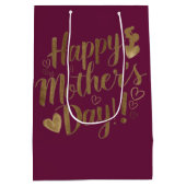 Gelukkige Moederdag Gouden Script Hart Medium Cadeauzakje (Achterkant)