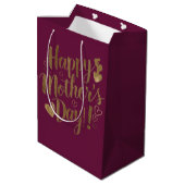 Gelukkige Moederdag Gouden Script Hart Medium Cadeauzakje (Achterkant Gekanteld)