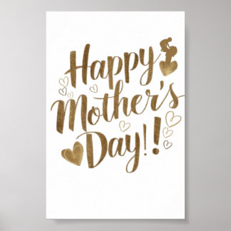 Gelukkige Moederdag Gouden Script Hart Poster
