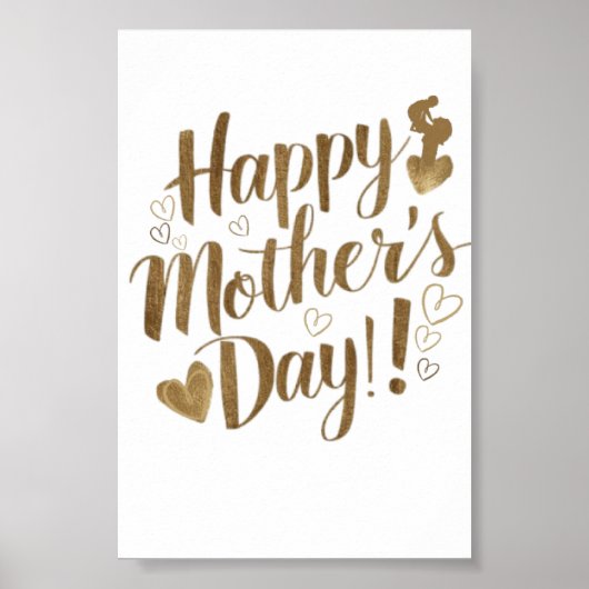 Gelukkige Moederdag Gouden Script Hart Poster (Voorkant)