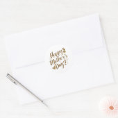 Gelukkige Moederdag Gouden Script Hart Ronde Sticker (Envelop)