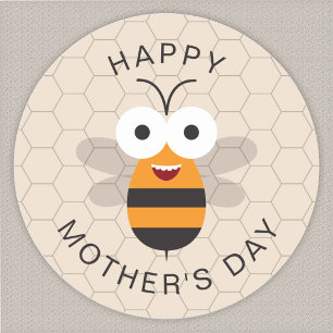 Gelukkige Moederdag Grappige Lieve Honingbij Honin Ronde Sticker