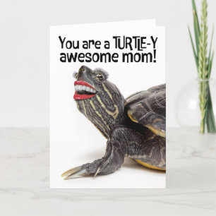 Gelukkige Moederdag Grappige Schildpad Met Menseli Feestdagen Kaart