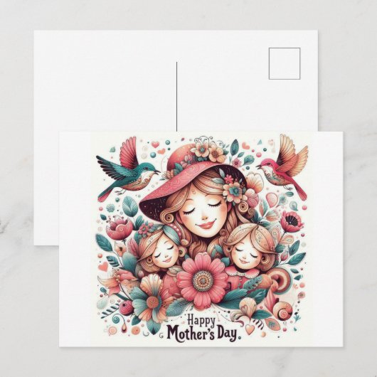 Gelukkige moederdag Groet briefkaarten (Voorkant / Achterkant)
