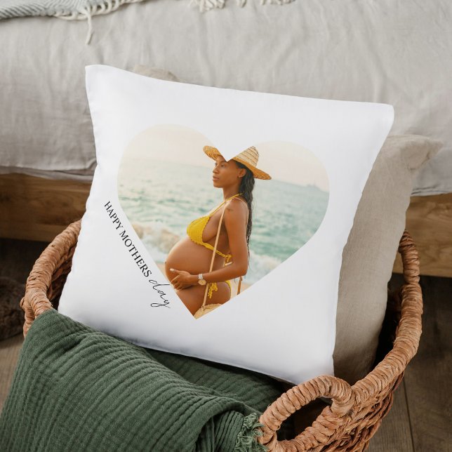 Gelukkige Moederdag Hart Foto Kussen | Aangepaste  (Creator heeft geüpload)