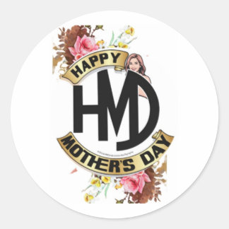Gelukkige Moederdag HMD Collectie | Bloem Typo Ronde Sticker