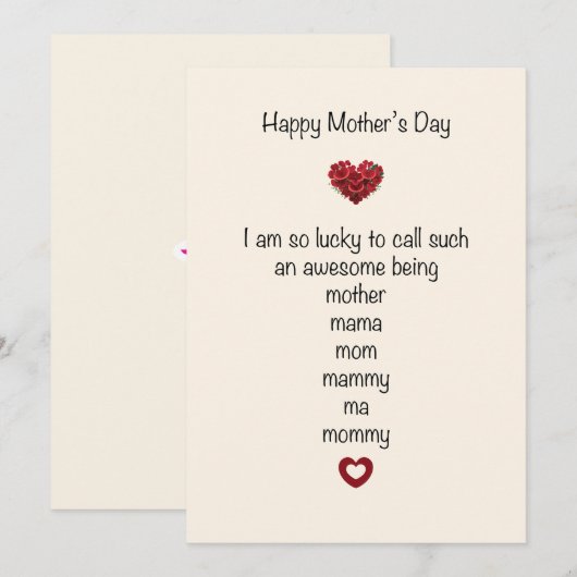 Gelukkige Moederdag Ik ben zo gelukkig Feestdagenkaart (Voorkant / Achterkant)