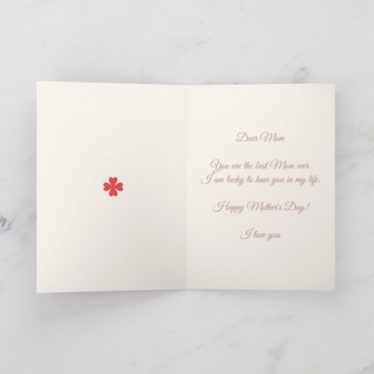 Gelukkige Moederdag in Rood & Wit Kaart (Binnen)