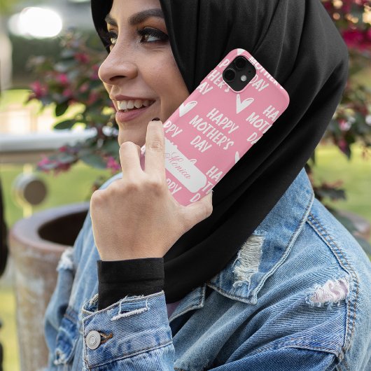 Gelukkige Moederdag in roze achtergrond aangepaste Case-Mate iPhone Case
